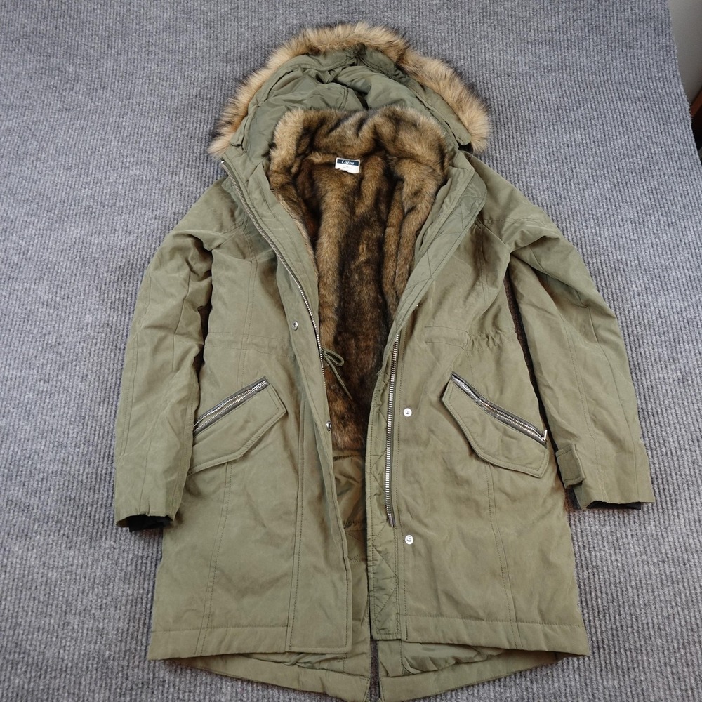 Abercrombie & Fitch Ultra Parka Jacket Womens XS Green Faux Fur Lined Hooded